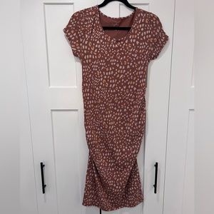ISABEL MATERNITY / EUC Short Sleeve T-Shirt Maternity Dress - Brown Animal Print